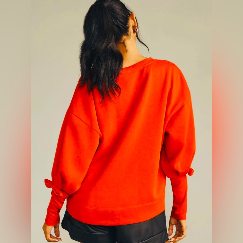 Maeve (Anthropologie) Red Bow Puff Sleeve Sweater - Picture 2 of 5